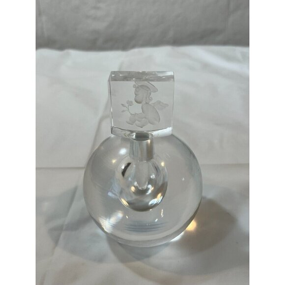 RARE STEUBEN SIGNED NUMBERED 14 CRYSTAL PERFUME BOTTLE ETCHED CHERUB IN STOPPER - Picture 9 of 16